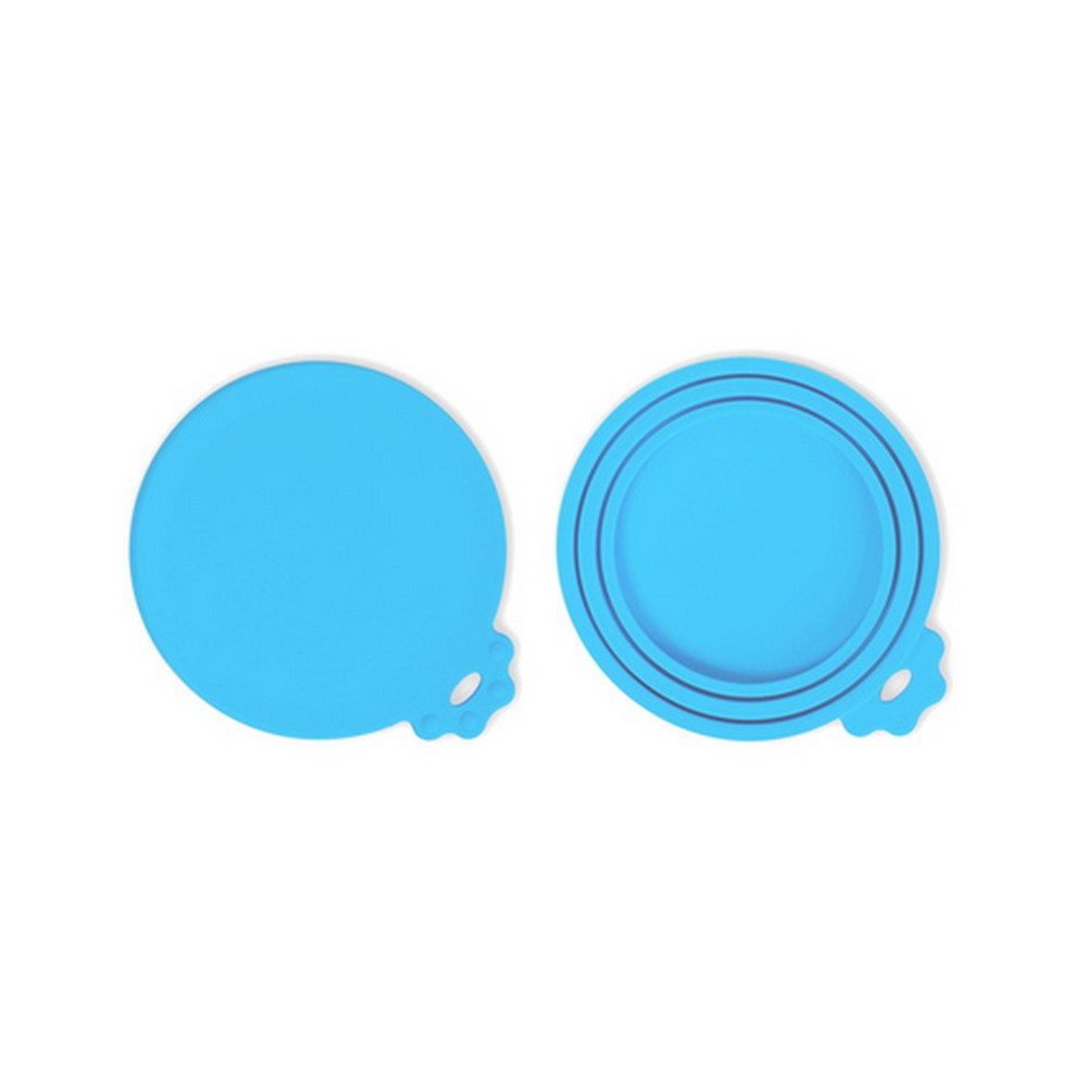 4 Pieces Silicone Reusable Pet Food Can Cover - Blue and Pink