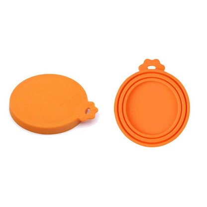 4 Pieces Silicone Reusable Pet Food Can Cover - Orange and Pink
