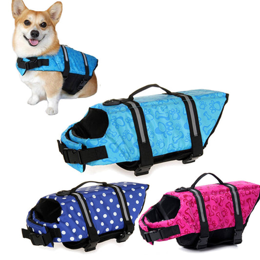 Printed Dog Life Jacket Swimwear Pet Swimming Safety Clothing Pet Dog Swimsuit Pet Swimming Jacket