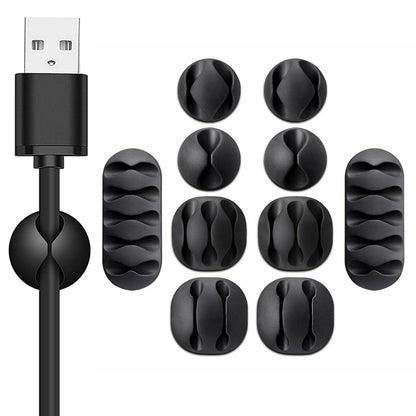 10pcs/Set Self-adhesive Cable Clips Cord Organizer Holder Set