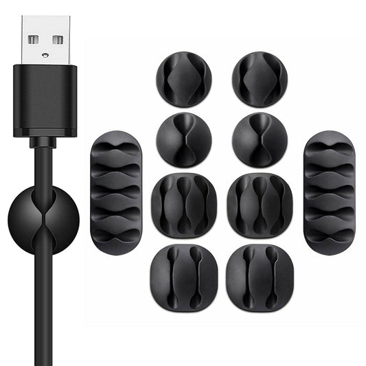10pcs/Set Self-adhesive Cable Clips Cord Organizer Holder Set