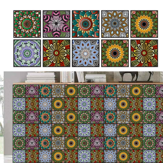 Set of 10pcs Self Adhesive Tile Stickers Moroccan-style Wall Stickers