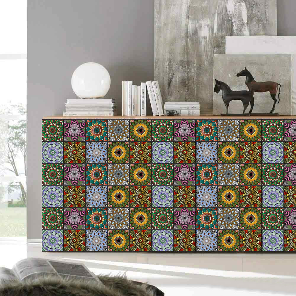 Set of 10pcs Self Adhesive Tile Stickers Moroccan-style Wall Stickers