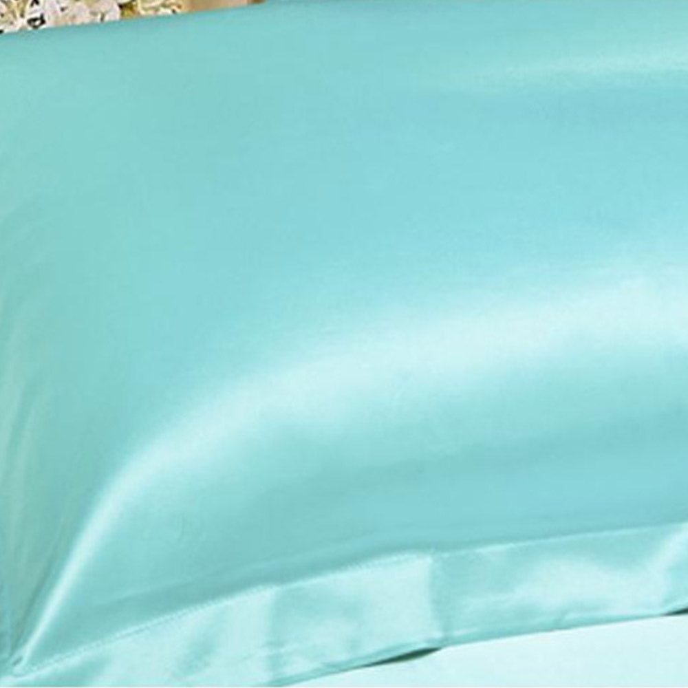 2 Pairs of Silky Satin Pillowcases Soft Breathable Pillowcase Pillow Cover PILLW IS NOT INCLUDED Cyan