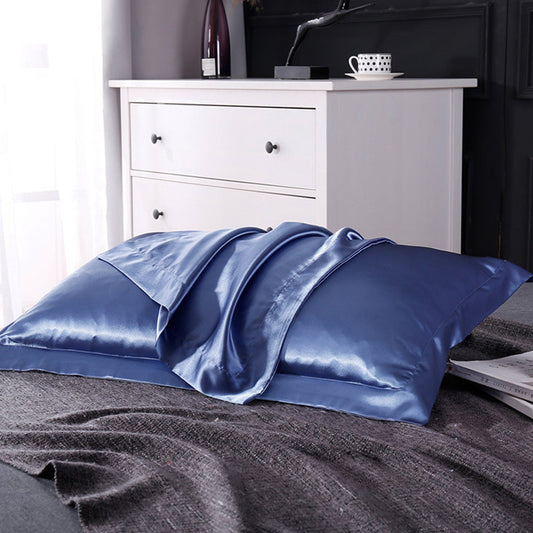 2 Pairs of Silky Satin Pillowcases Soft Breathable Pillowcase Pillow Cover PILLW IS NOT INCLUDED Blue