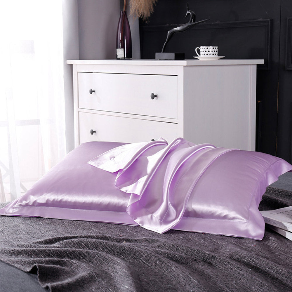 2 Pairs of Silky Satin Pillowcases Soft Breathable Pillowcase Pillow Cover PILLW IS NOT INCLUDED Purple