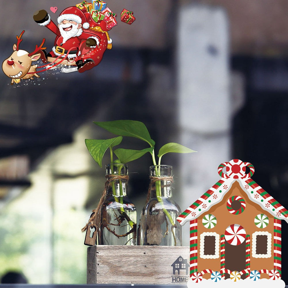 2Sets Santa Claus Wall Sticker Self-Adhesive Sticker