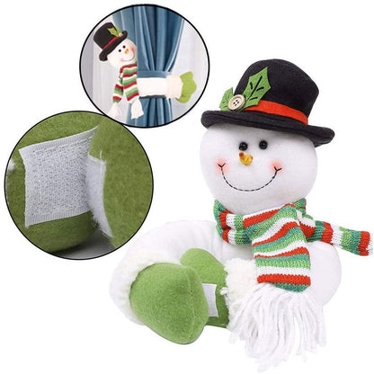 2Pcs Snowman Christmas Curtain Buckles