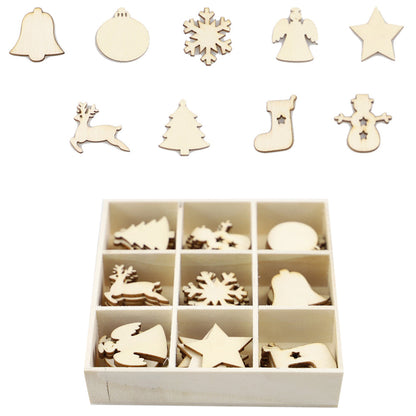 72pcs Wood Christmas Tree Hanging Pendants Set