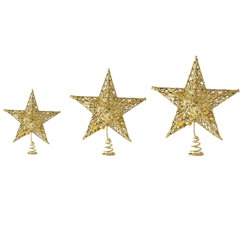 Christmas Tree Star Topper Tree Top Sparkles Star Xmas Glitter Ornament for Christmas Tree Party Decoration -L:30CM