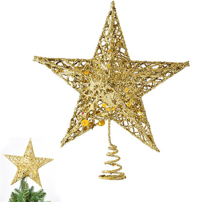 Christmas Tree Star Topper Tree Top Sparkles Star Xmas Glitter Ornament for Christmas Tree Party Decoration -L:30CM