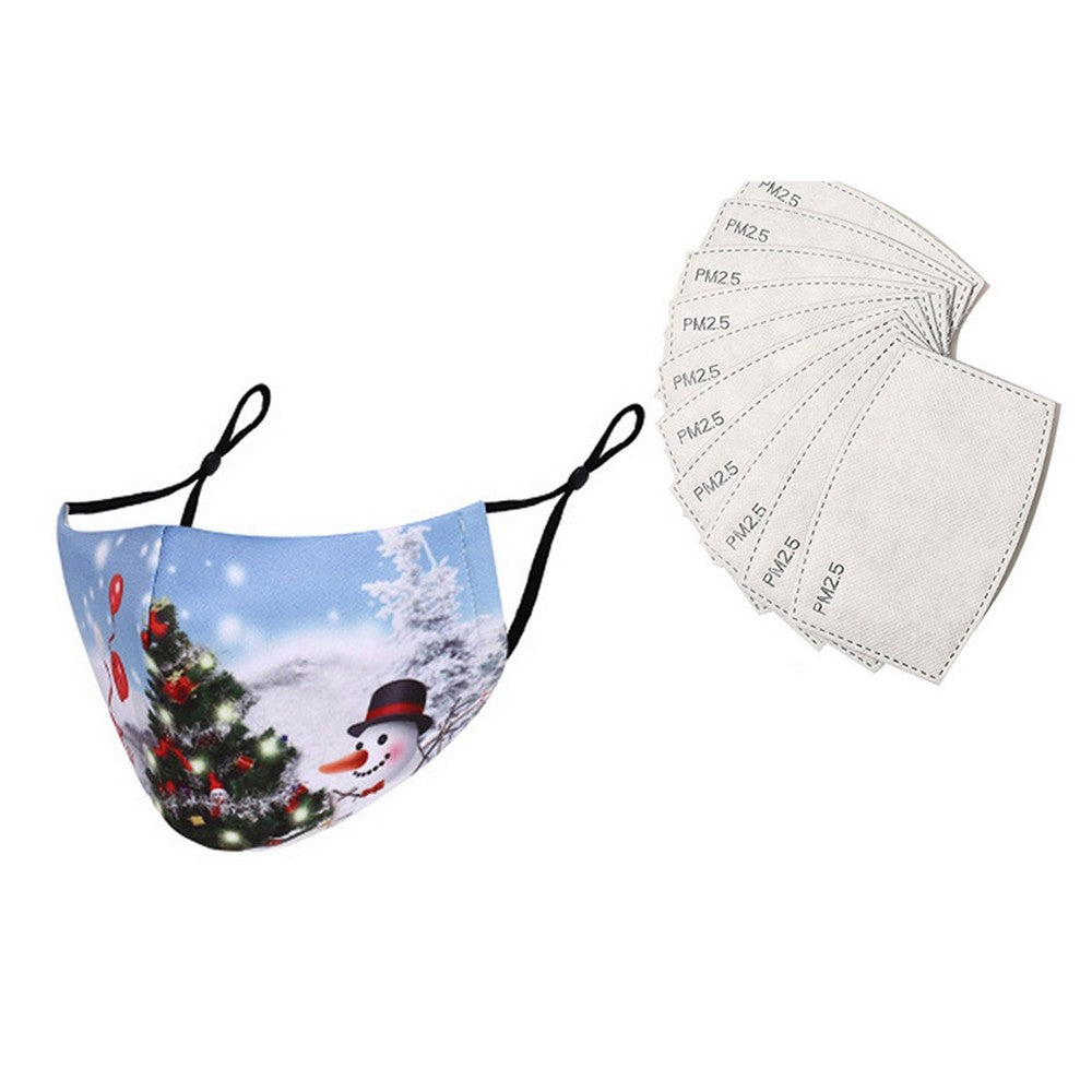 2Pcs Christmas Masks with 10pcs Five-Layered Filters-Tree + Snowman
