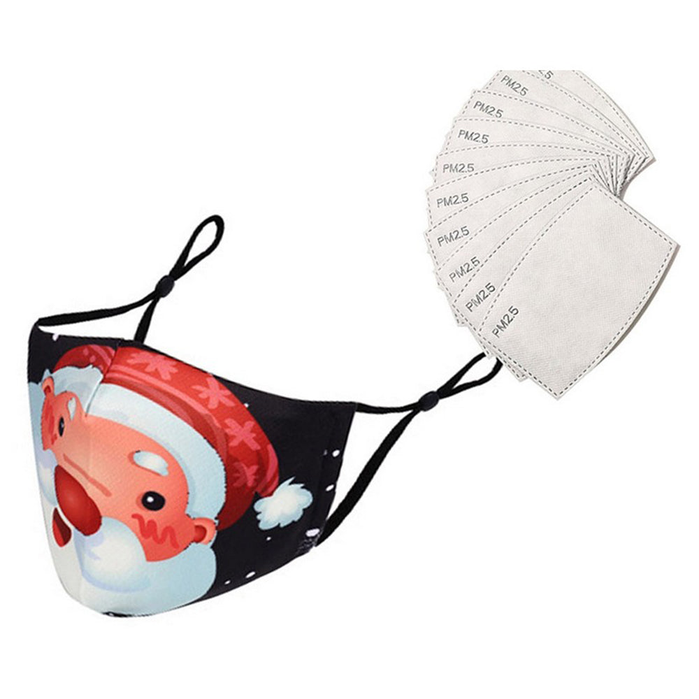 2Pcs Christmas Mask with 10pcs Five-Layered Filters-Santa Claus