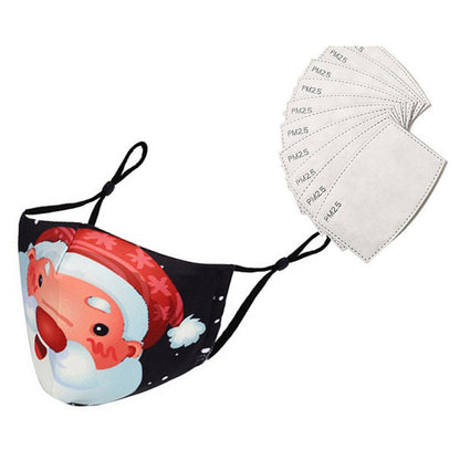 2Pcs Christmas Mask with 10pcs Five-Layered Filters-Santa Claus