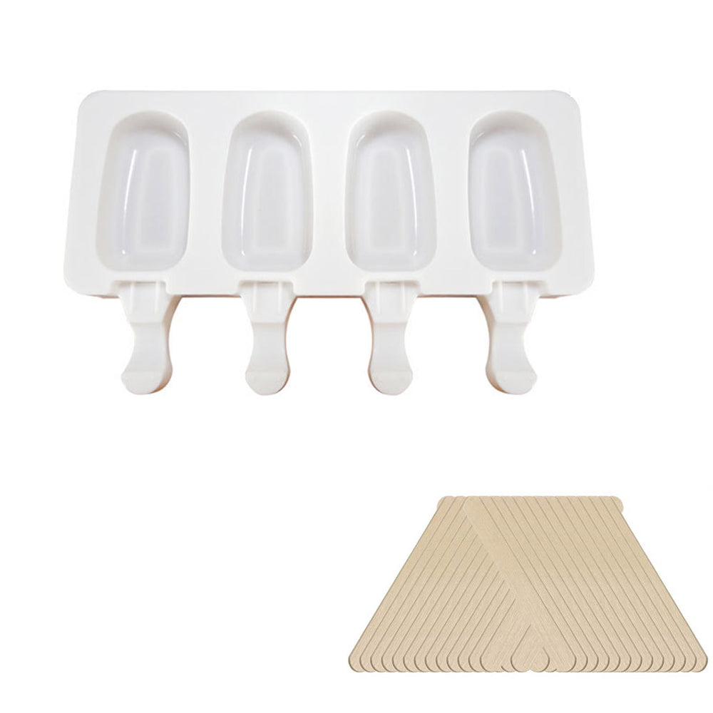Ice Cream Molds with 50 Sticks Silicone Ice Lolly Pop Moulds DIY Ice Cream Making Tool 4 Cavities or 8 Cavities Ice Cream Maker