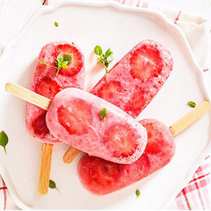 Ice Cream Molds with 50 Sticks Silicone Ice Lolly Pop Moulds DIY Ice Cream Making Tool 4 Cavities or 8 Cavities Ice Cream Maker