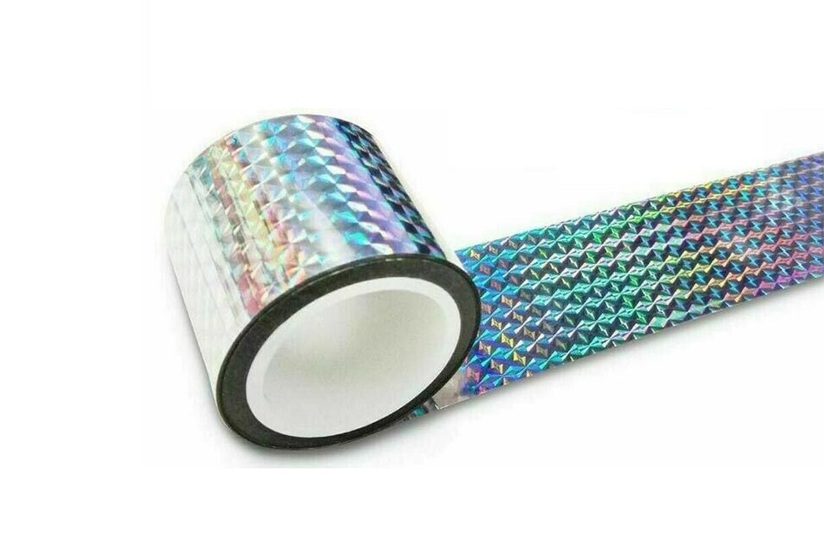 2pcs Bird Deterrent Reflective Scare Tape Anti-Bird Scare Tape Dual-Side Pest Repellent Ribbon Garden Pest Control Tape Square Print