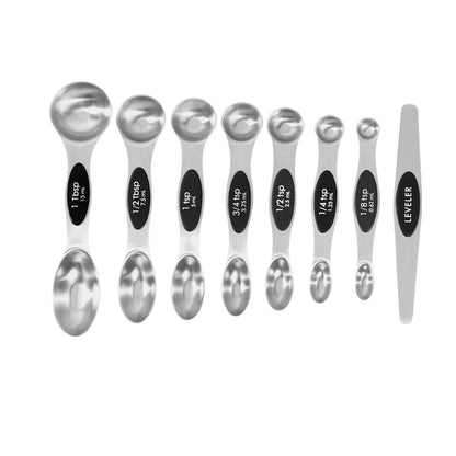 8pcs/Set Magnetic Measuring Spoons Double Head Measuring Spoons with Leveler Cooking Utensil Kitchen Tools