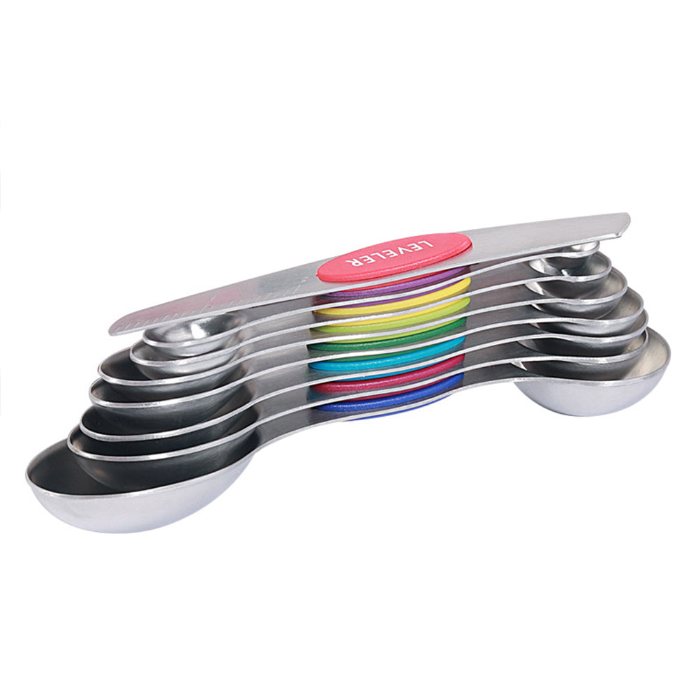 8pcs/Set Magnetic Measuring Spoons Double Head Measuring Spoons with Leveler Cooking Utensil Kitchen Tools