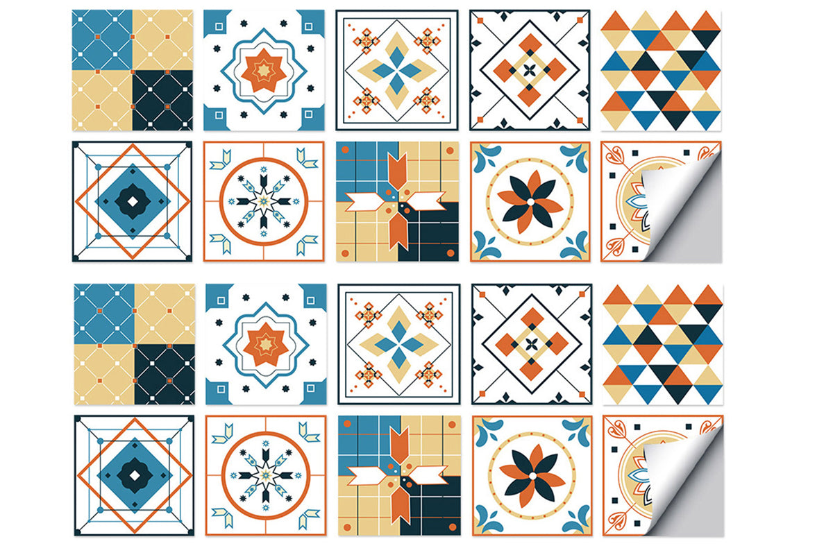 20pcs/40pcs Self Adhesive Tile Stickers 10 x 10cm Wall Stickers Retro Tile Stickers Waterproof Oil-proof Cabinet Stickers Home Decoration