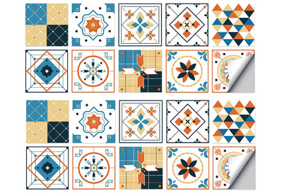 20pcs/40pcs Self Adhesive Tile Stickers 10 x 10cm Wall Stickers Retro Tile Stickers Waterproof Oil-proof Cabinet Stickers Home Decoration