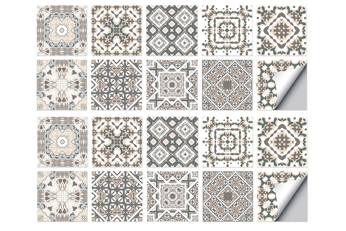 20pcs/40pcs Self Adhesive Tile Stickers 10 x 10cm Wall Stickers Retro Tile Stickers Waterproof Oil-proof Cabinet Stickers Home Decoration