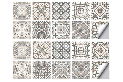 20pcs/40pcs Self Adhesive Tile Stickers 10 x 10cm Wall Stickers Retro Tile Stickers Waterproof Oil-proof Cabinet Stickers Home Decoration