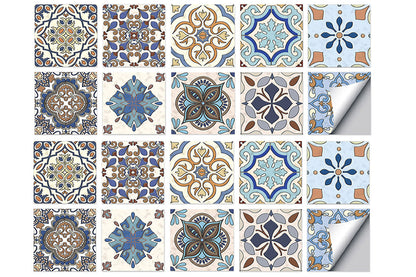 20pcs/40pcs Self Adhesive Tile Stickers 10 x 10cm Wall Stickers Retro Tile Stickers Waterproof Oil-proof Cabinet Stickers Home Decoration