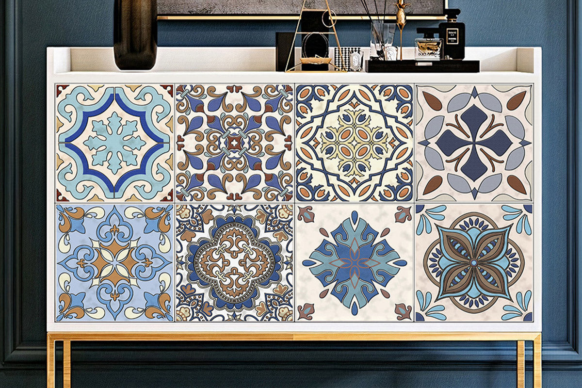 20pcs/40pcs Self Adhesive Tile Stickers 10 x 10cm Wall Stickers Retro Tile Stickers Waterproof Oil-proof Cabinet Stickers Home Decoration