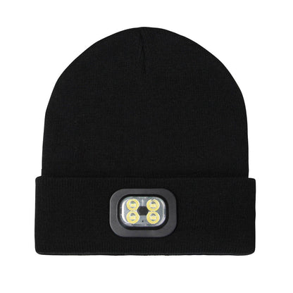 LED Beanie Hat USB Rechargeable LED Light Hat Winter Warm Knitted Hat Camping Workwear Hat with LED Light