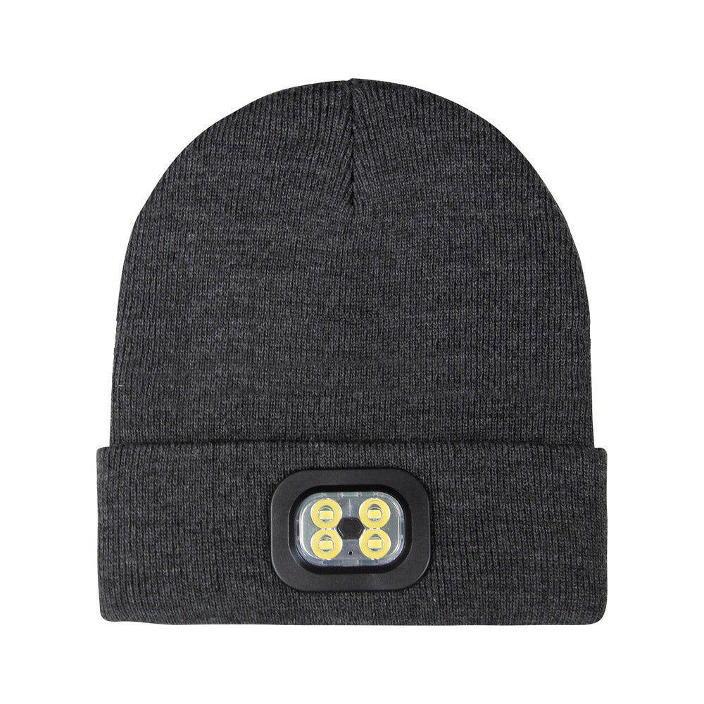 LED Beanie Hat USB Rechargeable LED Light Hat Winter Warm Knitted Hat Camping Workwear Hat with LED Light