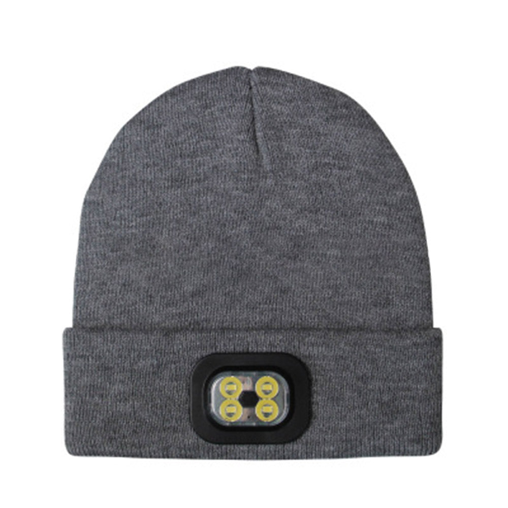 LED Beanie Hat USB Rechargeable LED Light Hat Winter Warm Knitted Hat Camping Workwear Hat with LED Light