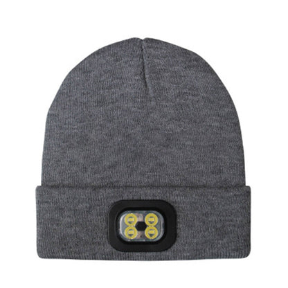 LED Beanie Hat USB Rechargeable LED Light Hat Winter Warm Knitted Hat Camping Workwear Hat with LED Light