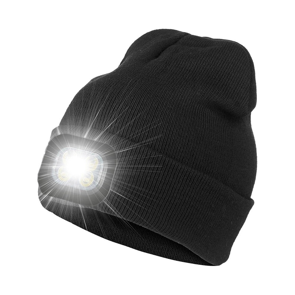 LED Beanie Hat USB Rechargeable LED Light Hat Winter Warm Knitted Hat Camping Workwear Hat with LED Light
