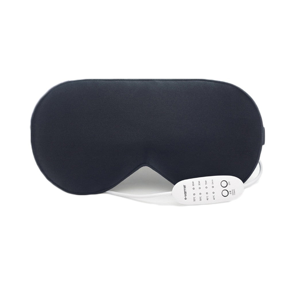 USB Charging Heated Silk Eye Mask Soft Sleeping Mask Adjustable Travel Mask Black