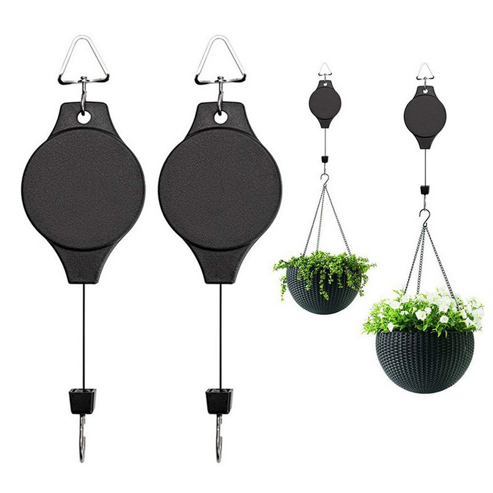 2pcs Plant Pulley Retractable Hanger Pulley Hanging Hook Flower Basket Tool