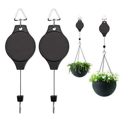 2pcs Plant Pulley Retractable Hanger Pulley Hanging Hook Flower Basket Tool