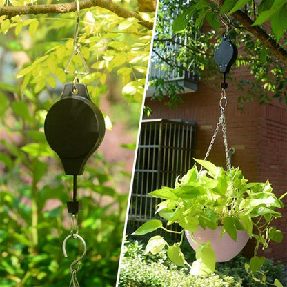 2pcs Plant Pulley Retractable Hanger Pulley Hanging Hook Flower Basket Tool