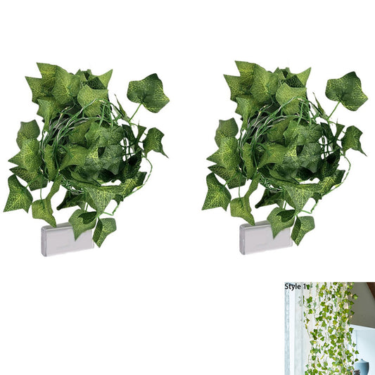 2pcs Vine String Lights 100LED Artificial Ivy Leaves Hanging Lamp for Room Garland Party Festival Decor -Maple Leaf