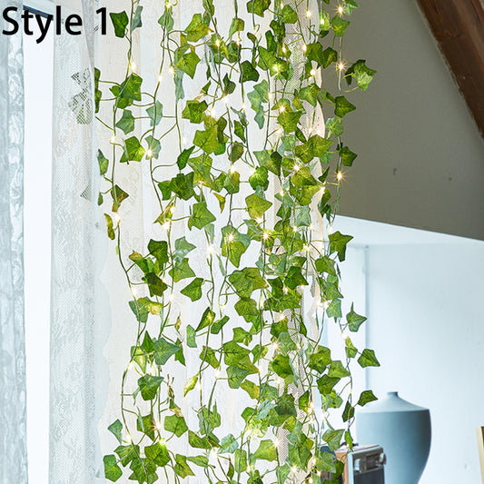 Vine String Lights 100LED Artificial Ivy Leaves Hanging Lamp for Room Garland Party Festival Decor -Maple Leaf