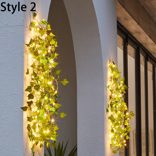 Vine String Lights 100LED Artificial Ivy Leaves Hanging Lamp for Room Garland Party Festival Decor -Two-Color Maple Leaf
