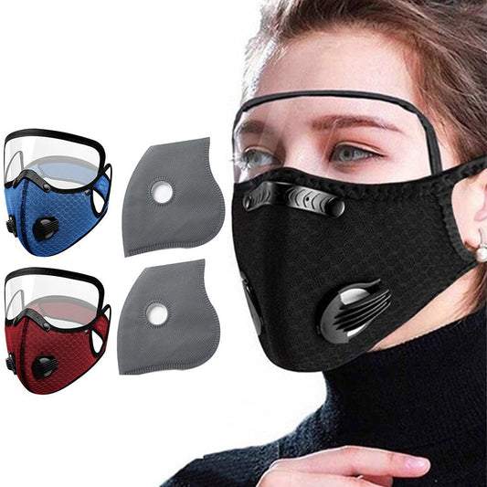 Riding Mask with Eye Protection Visor Filtered Valve Face Mask