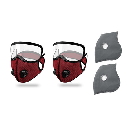 Riding Mask with Eye Protection Visor Filtered Valve Face Mask