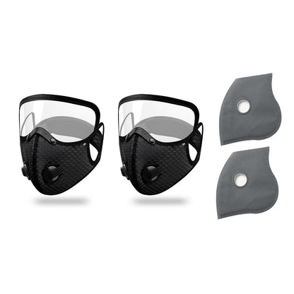 Riding Mask with Eye Protection Visor Filtered Valve Face Mask