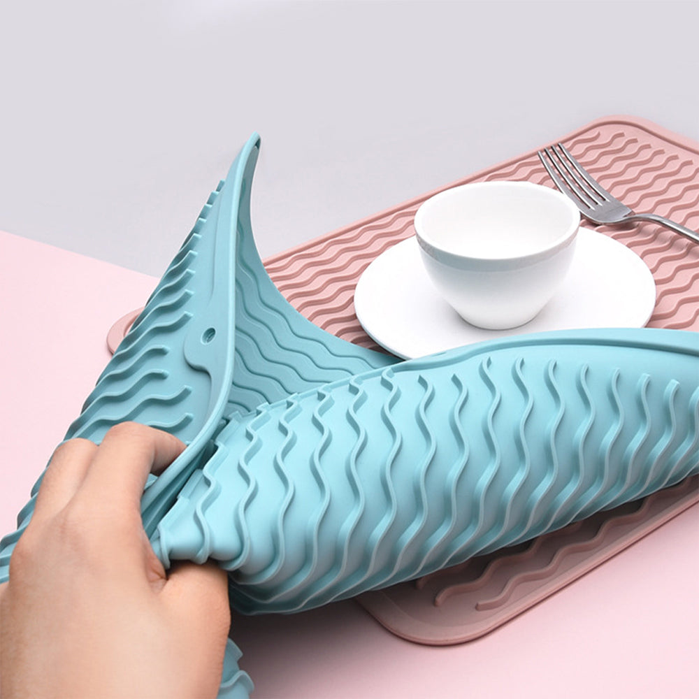 1pc Silicone Dish Drying Mat Heat Resistant Placemat Drain Pad