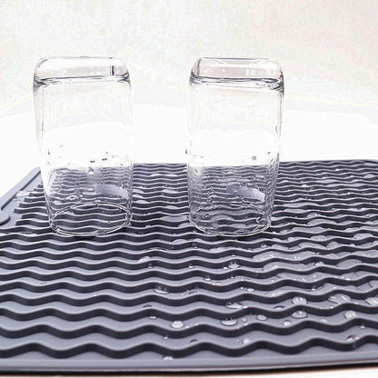 1pc Silicone Dish Drying Mat Heat Resistant Placemat Drain Pad