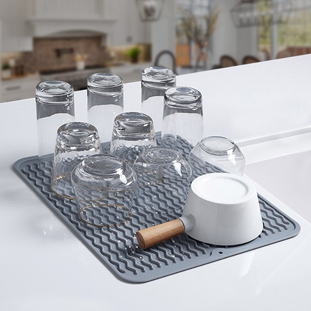 1pc Silicone Dish Drying Mat Heat Resistant Placemat Drain Pad