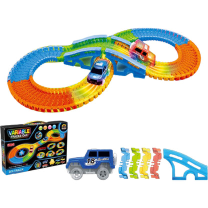 125pcs Children Flexible Glow In The Dark Car Race Track Set