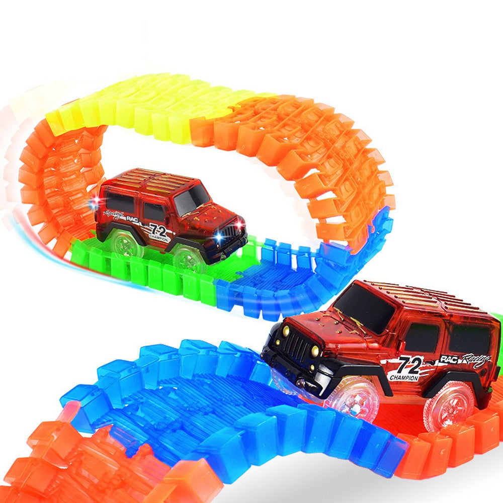 125pcs Children Flexible Glow In The Dark Car Race Track Set