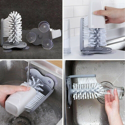 360 Degree Glass Cup Cleaning Brush Glass Cleaner Sink Stand Cup Scrubber Mug Cleaning Brush